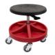 Monteringsstol/Arbetspall med säte i PU-skum, fotstöd med 5 fack, 5xØ75 hjul och höjd 310-390 mm (RÖD)